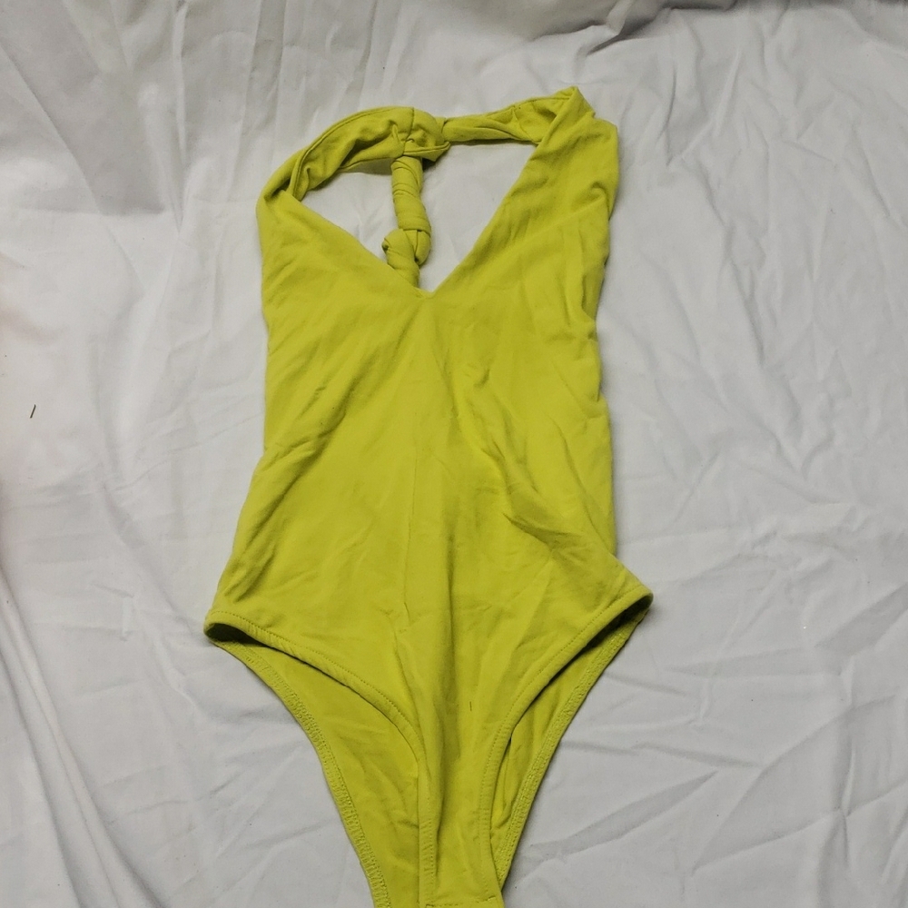 Zara Yellow Bodysuit with Halter Neckline